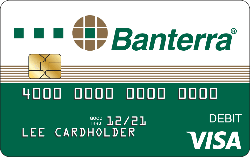 Banterra Bank green Personal debit card artwork