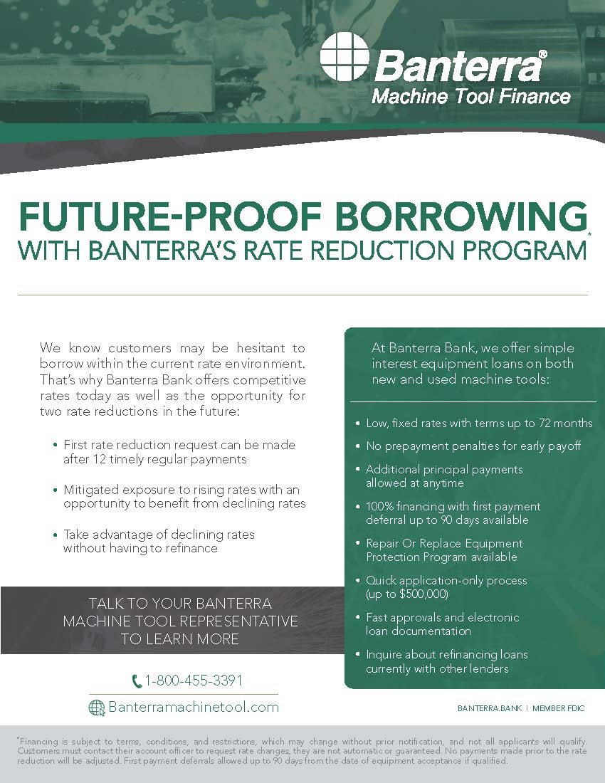 Banterra Machine Tool - Rate Reduction Program Flyer